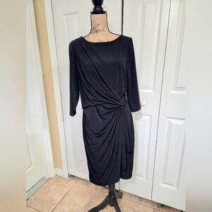 Premise Dresses Elegant Black Draped Women's Dress Size L